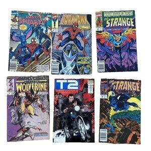 Marvel Super-Heroes, Dr Strange, T2, Wolverine, Spiderman Marvel Comics lot of 6